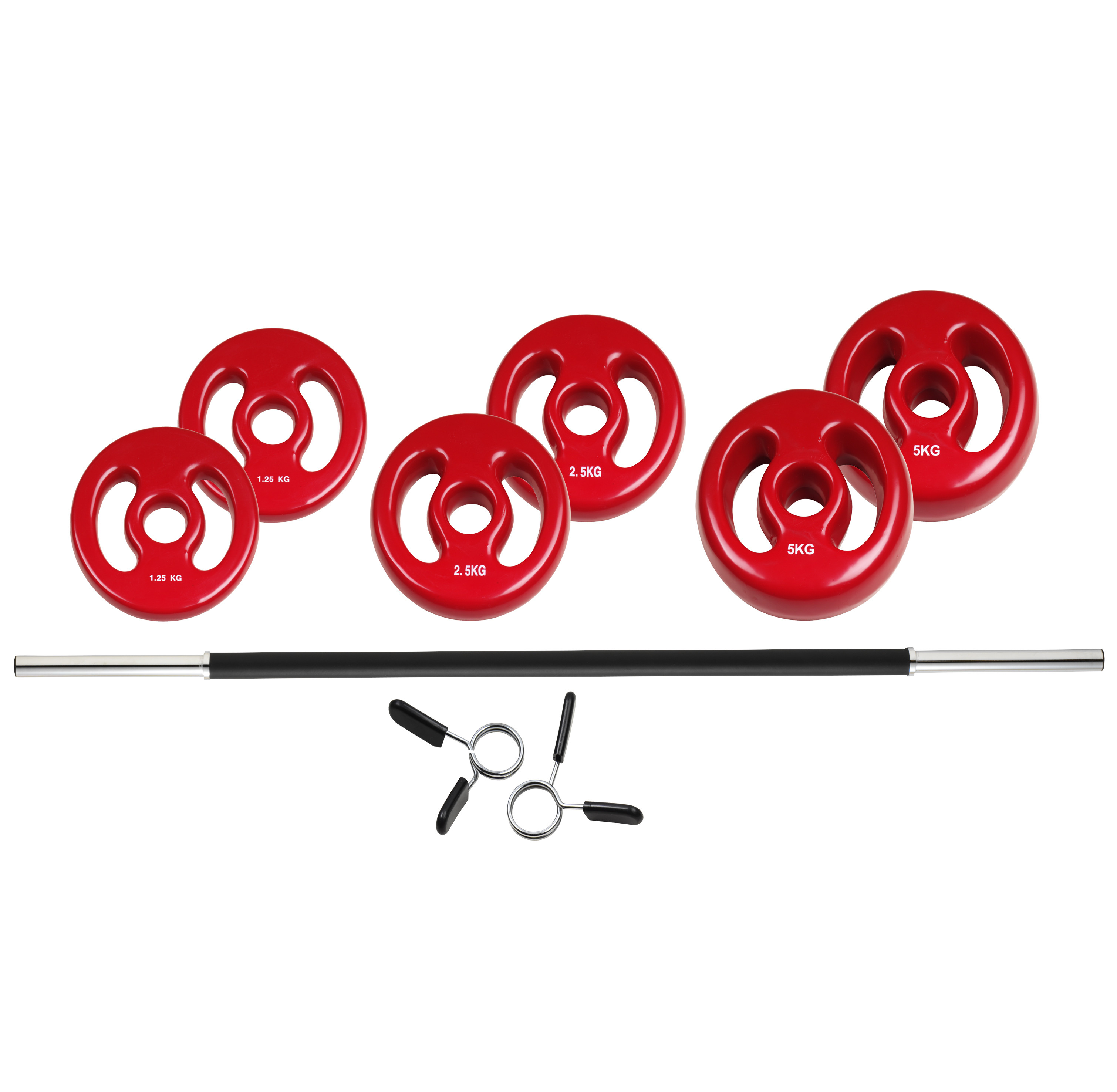 Vital Langhantelset klein, 9-kg, Farbe rot oder grau