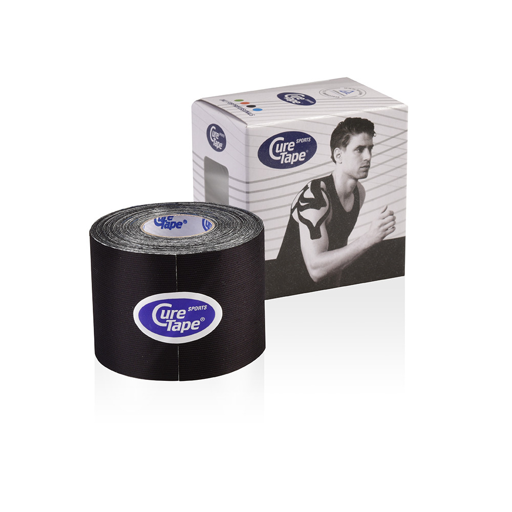 Cure Tape® Sports Kinesiology Tape, elastisch 5,0 cm x 5 m, schwarz