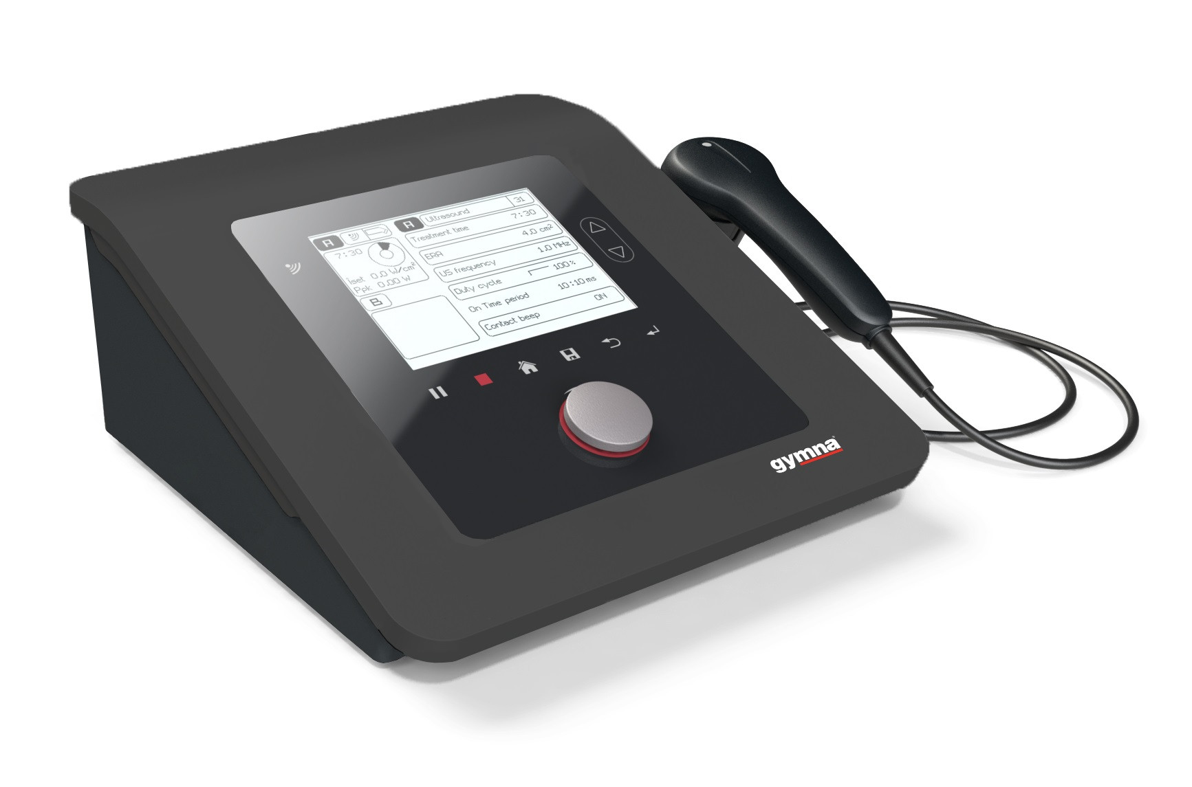 Gymna Pulson 200 - Ultraschalltherapiegerät mit Multi-Schallkopf 4cm² (1+3 MHz) inkl. Standardzubehör, Farbe schwarz