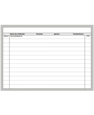 Einlegekarte mit Befunddokumentation (PE = 100 Stück)